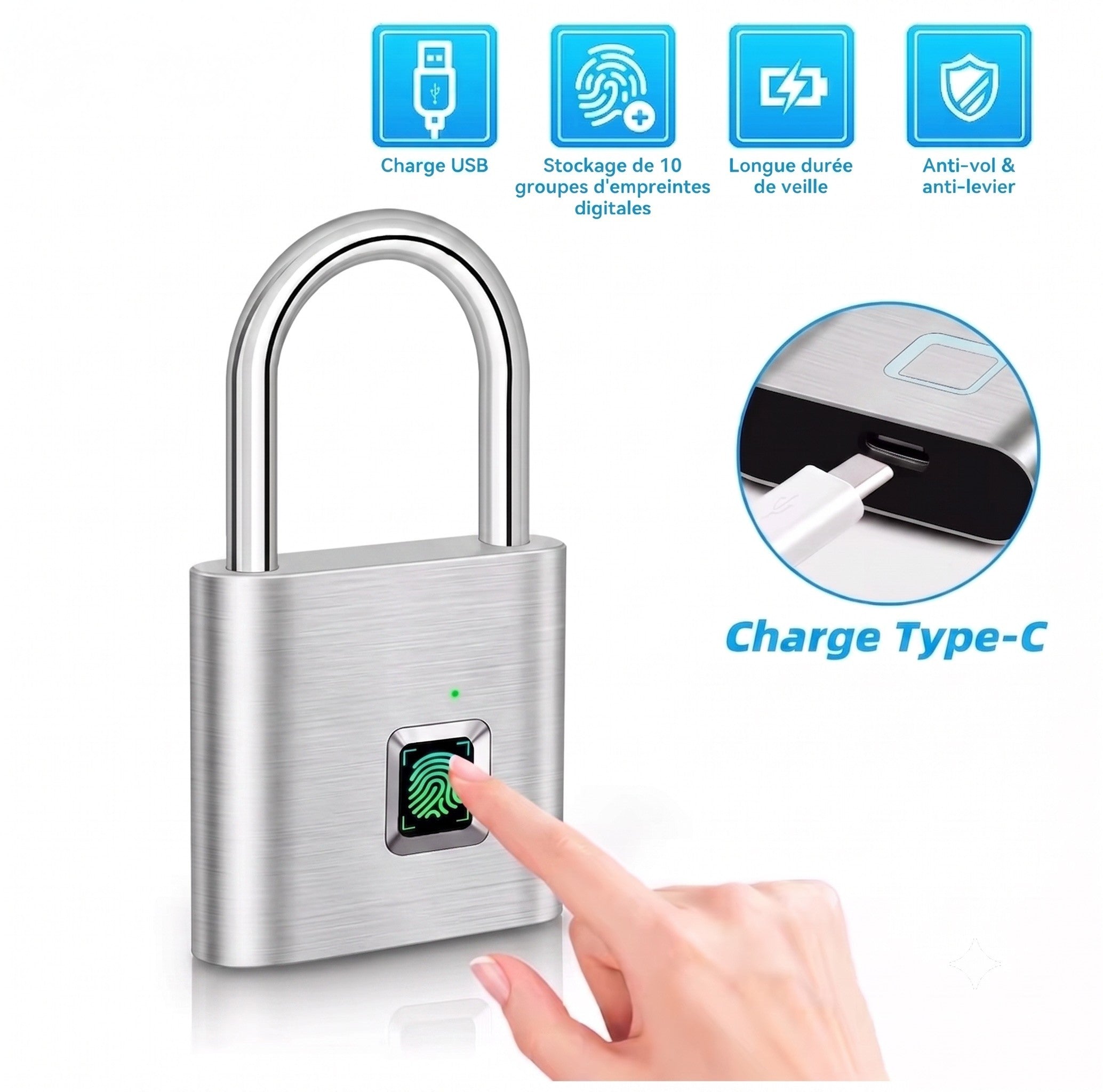 Cadenas FingerLock Pro — Argent
